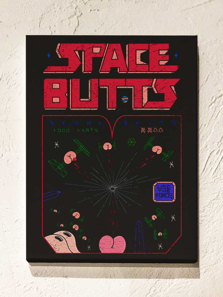 Space Butts Leinwand schwarz 30x40 cm