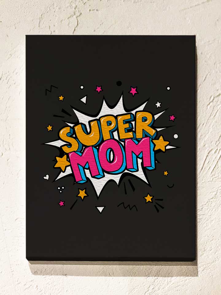 super-mom-pop-art-leinwand schwarz 1