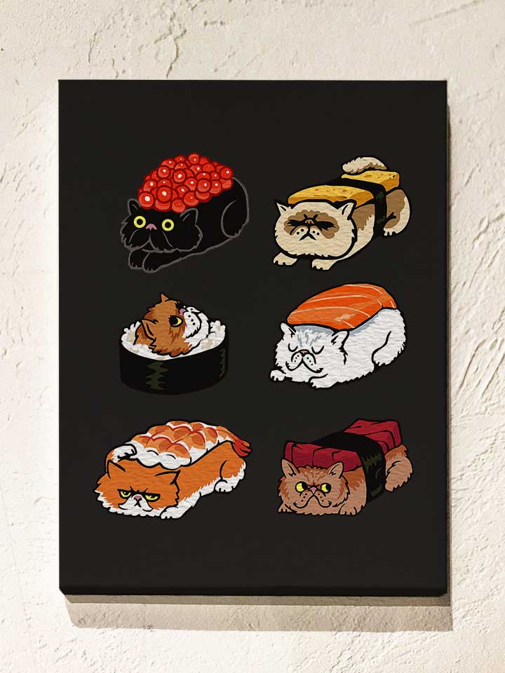 sushi-persian-cat-leinwand schwarz 1