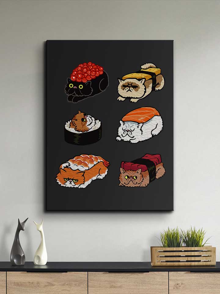 sushi-persian-cat-leinwand schwarz 2