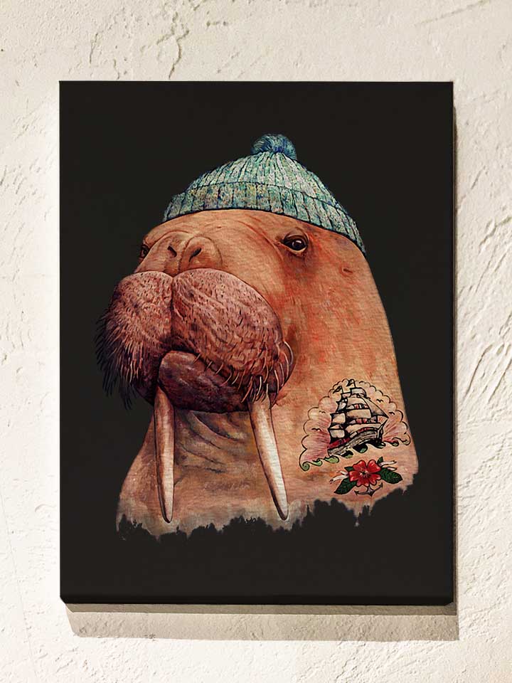 tattooed-walrus-leinwand schwarz 1