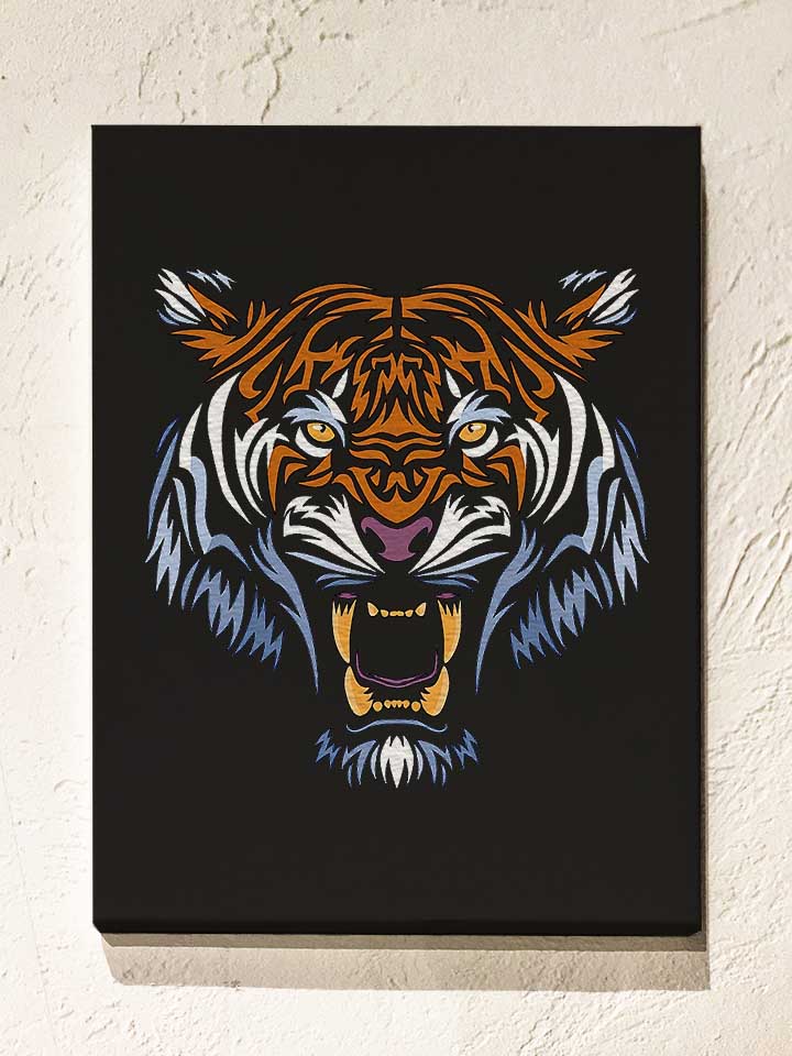 tribal-face-tiger-leinwand schwarz 1