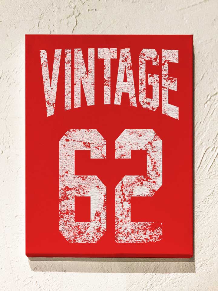 Vintage 1962 Leinwand rot 30x40 cm
