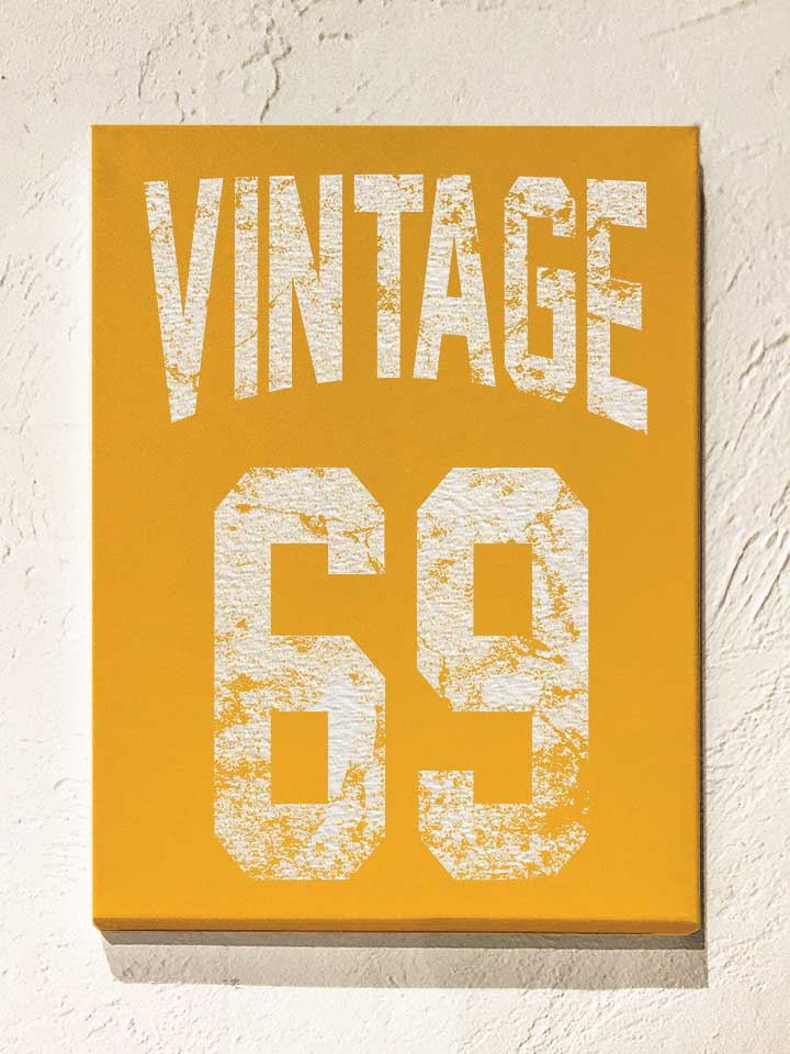Vintage 1969 Leinwand gelb 30x40 cm