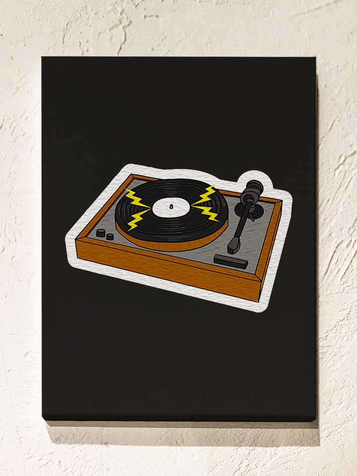vintage-vinyl-turntable-leinwand schwarz 1