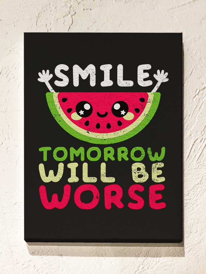 Watermelon Smile Leinwand schwarz 30x40 cm