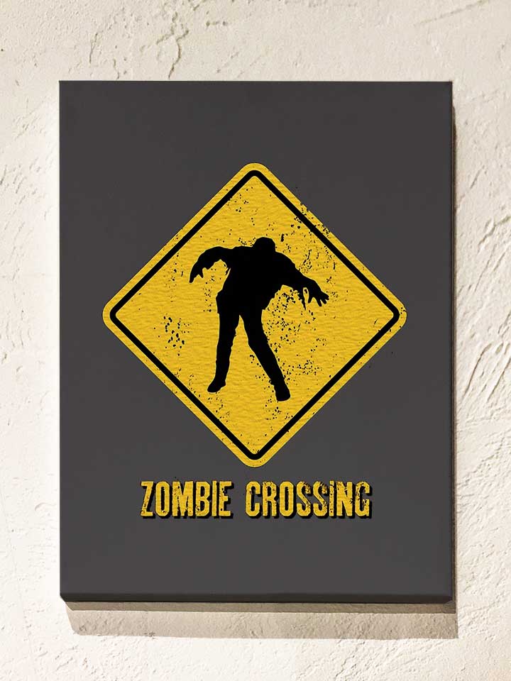 Zombie Crossing Leinwand dunkelgrau 30x40 cm