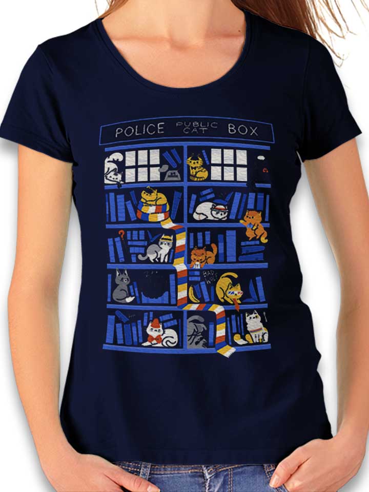 Library Box Dr Who Camiseta Mujer azul-marino L