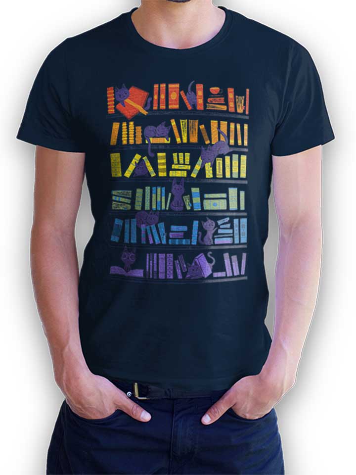 library-kittens-t-shirt dunkelblau 1