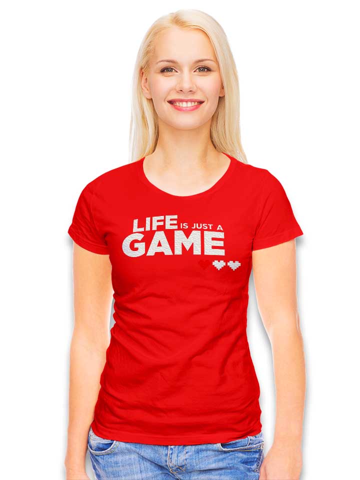 life-is-just-a-game-damen-t-shirt rot 2