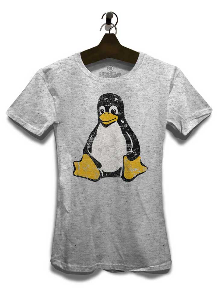 linux-pinguin-vintage-damen-t-shirt grau-meliert 3