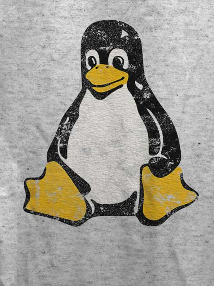 linux-pinguin-vintage-damen-t-shirt grau-meliert 4