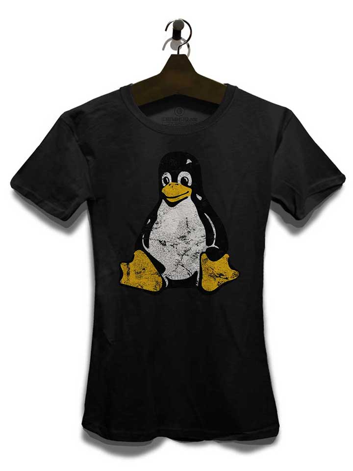 linux-pinguin-vintage-damen-t-shirt schwarz 3