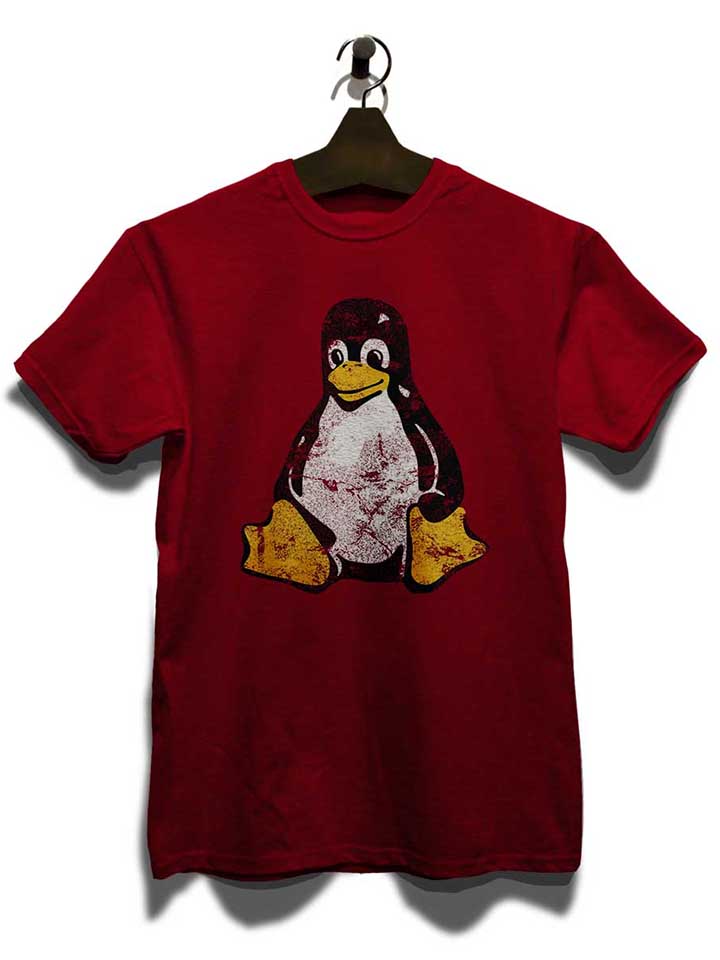 linux-pinguin-vintage-t-shirt bordeaux 3