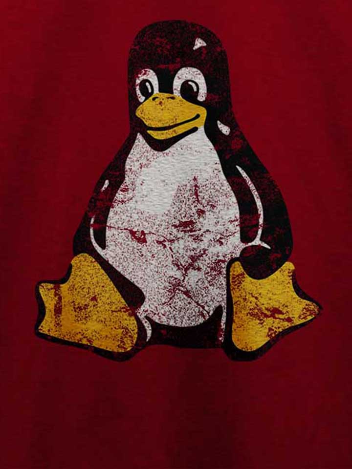 linux-pinguin-vintage-t-shirt bordeaux 4