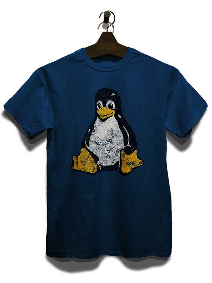 linux-pinguin-vintage-t-shirt dunkelblau 3