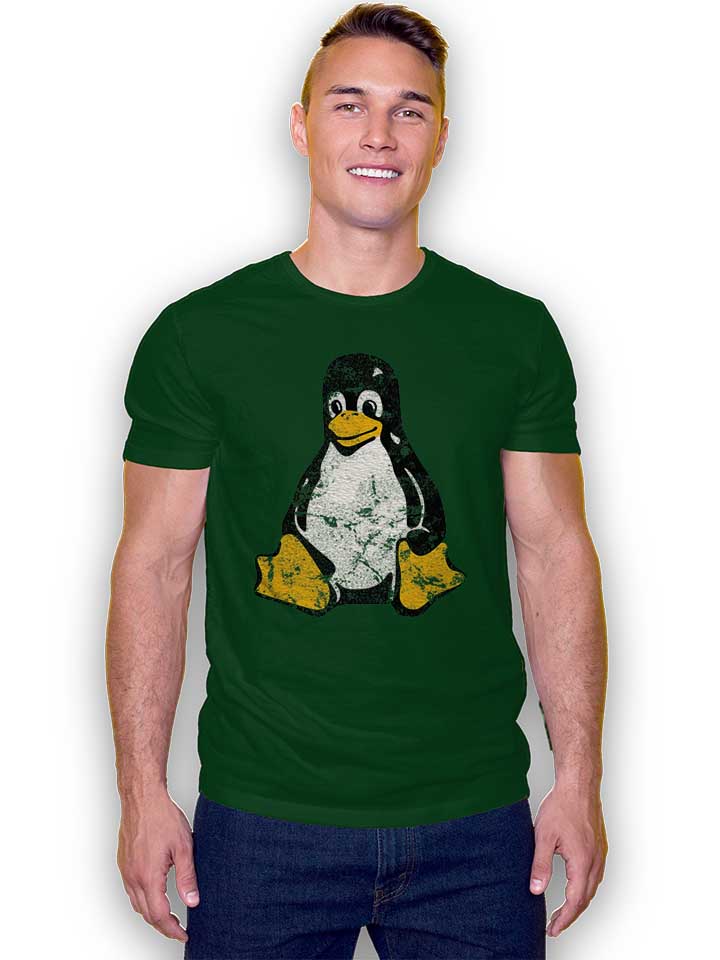 linux-pinguin-vintage-t-shirt dunkelgruen 2