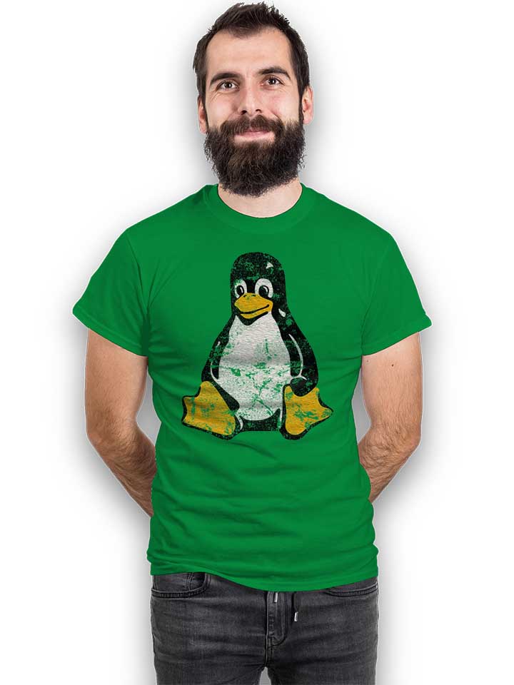 linux-pinguin-vintage-t-shirt gruen 2