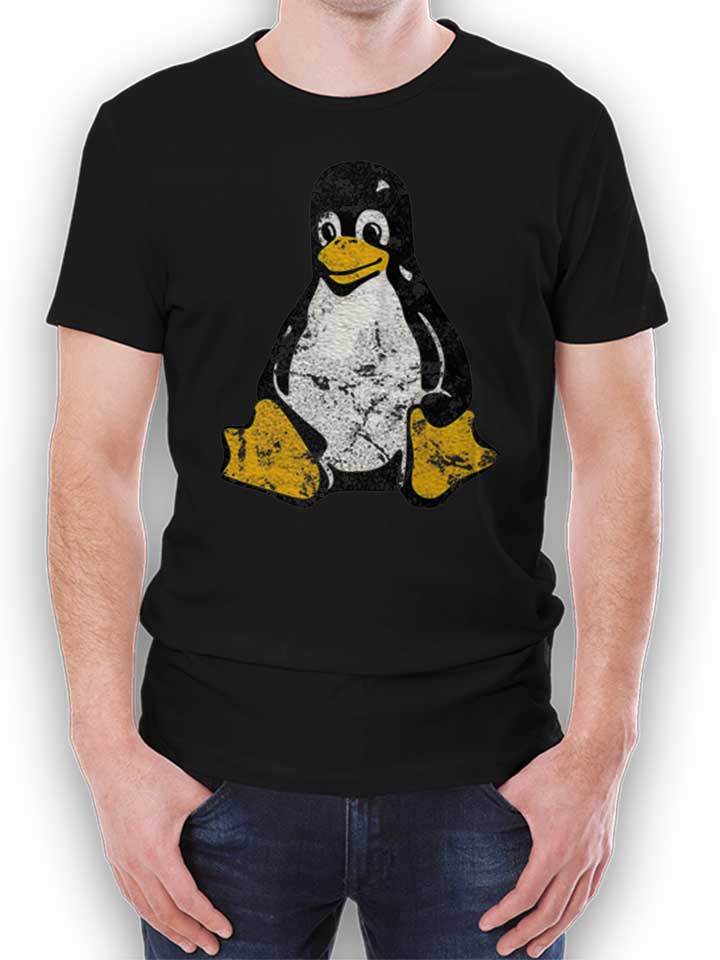 linux-pinguin-vintage-t-shirt schwarz 1