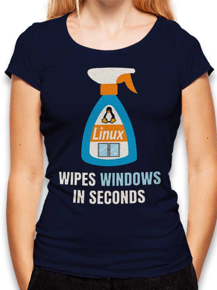 Linux Windows Cleaner Damen T-Shirt dunkelblau L