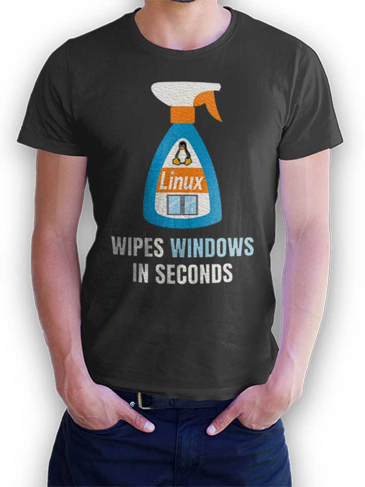 Linux Windows Cleaner T-Shirt dunkelgrau L