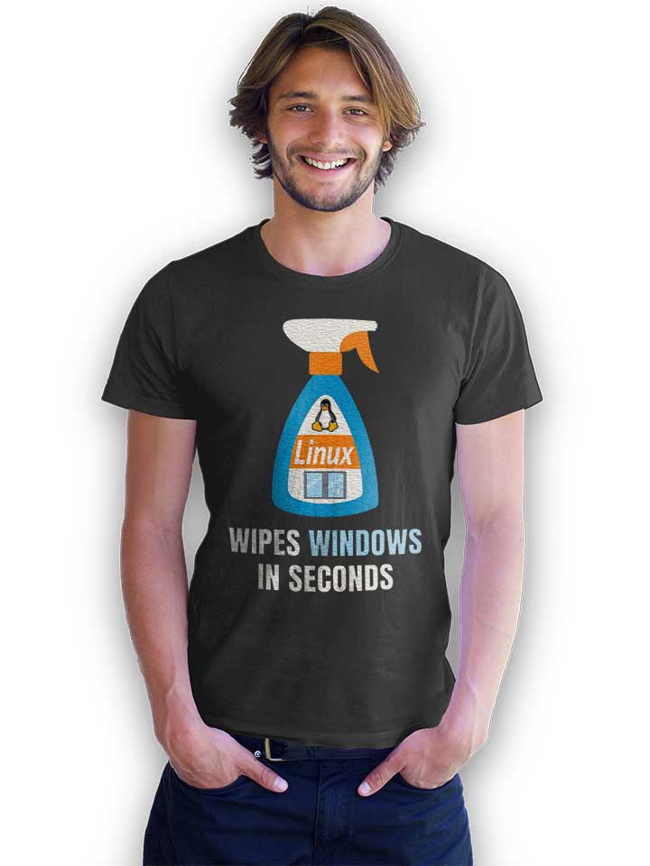 linux-windows-cleaner-t-shirt dunkelgrau 2