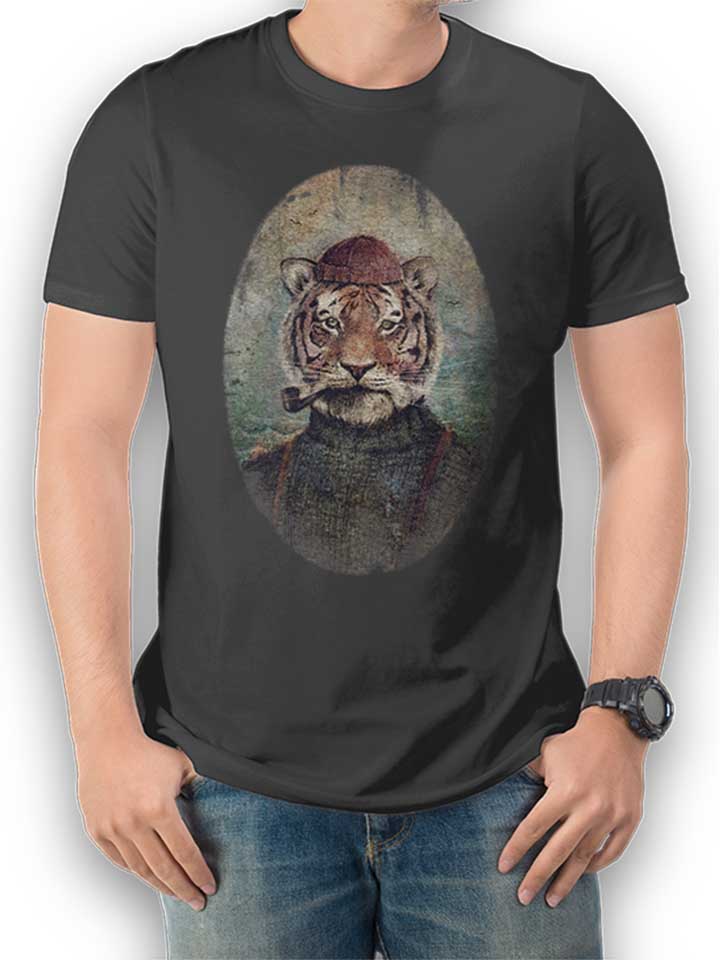 Lion Portrait T-Shirt gris-fonc L
