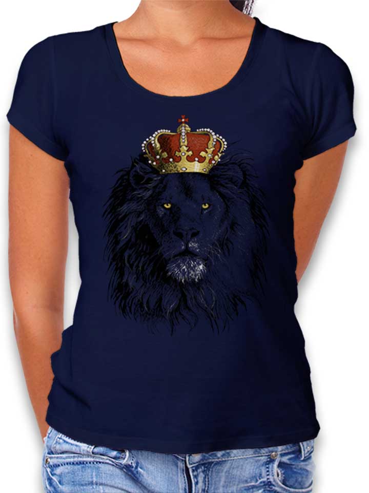 Lion With Crown Damen T-Shirt dunkelblau L