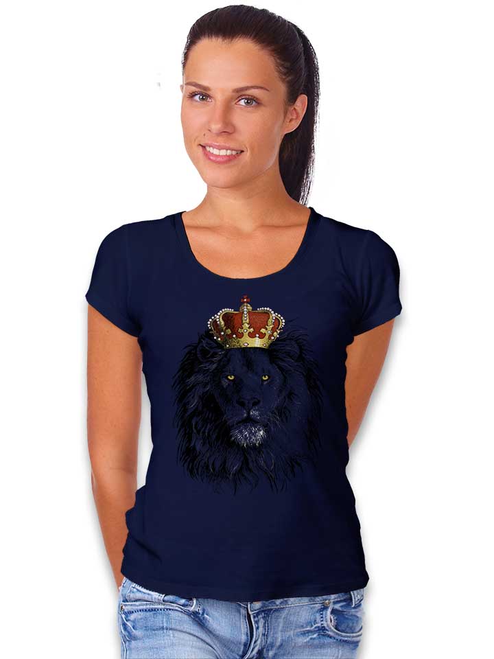 lion-with-crown-damen-t-shirt dunkelblau 2