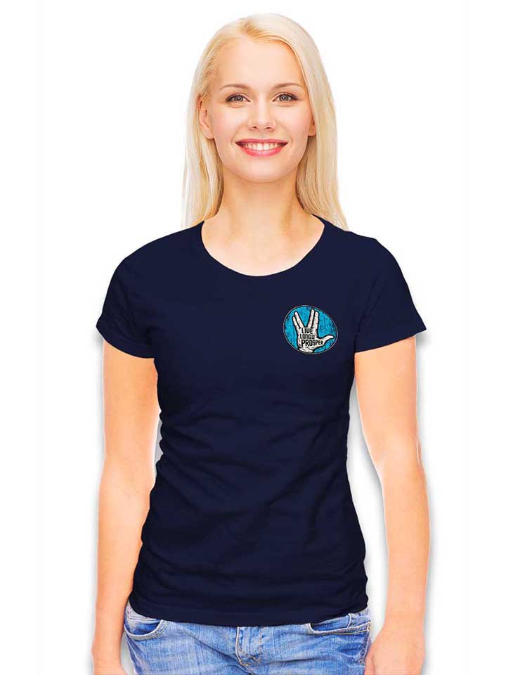live-long-and-prosper-chest-print-damen-t-shirt dunkelblau 2