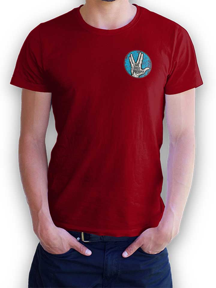 Live Long And Prosper Chest Print T-Shirt maroon L