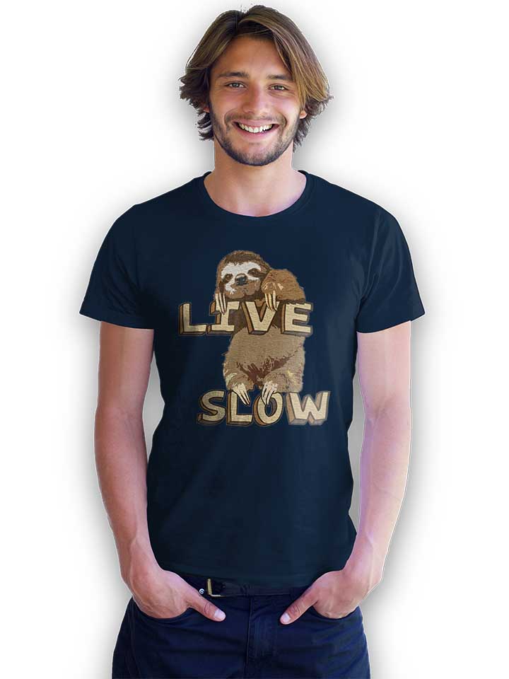 live-slow-sloth-t-shirt dunkelblau 2