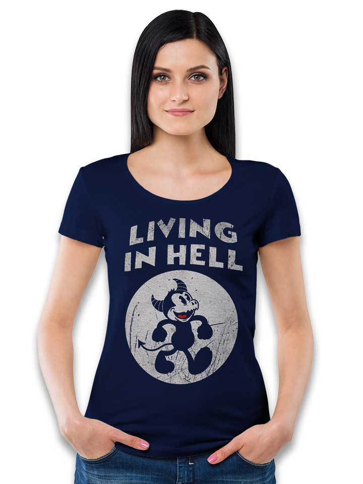 living-in-hell-damen-t-shirt dunkelblau 2