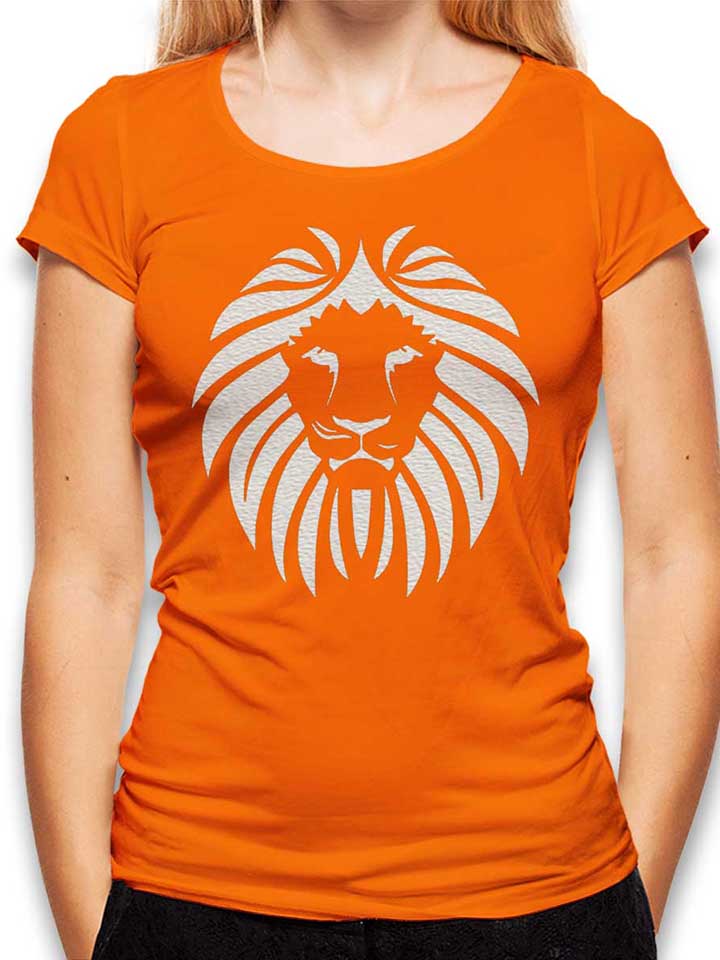 loewen-kopf-weiss-damen-t-shirt orange 1