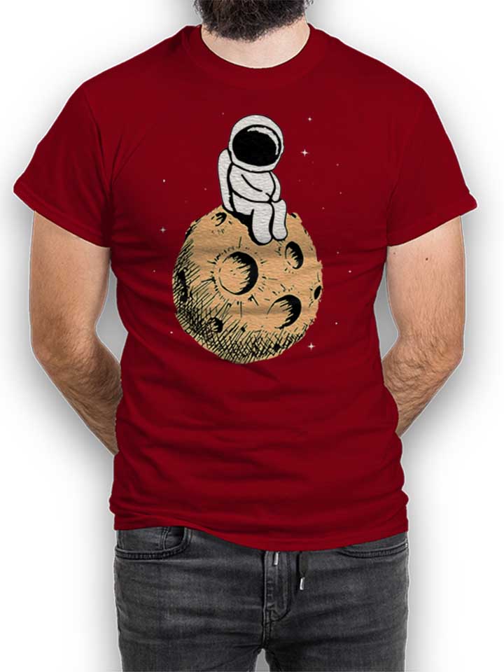 Lonely Astronaut Moon T-Shirt bordeaux L