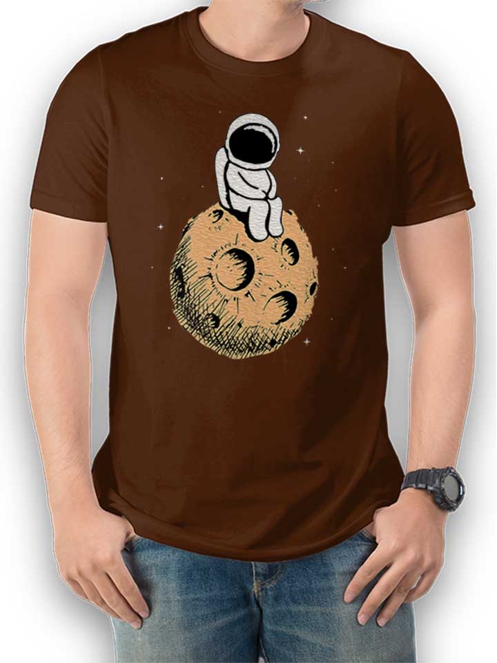 Lonely Astronaut Moon T-Shirt marrone L