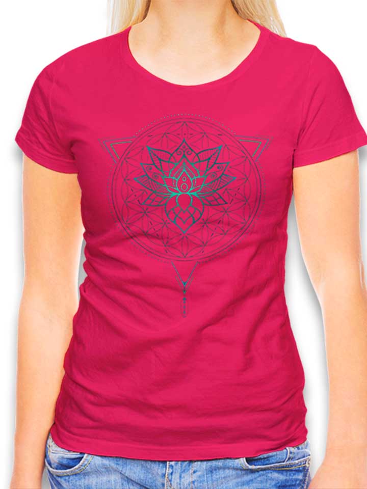 Lotus Flower Of Life Mandala Womens T-Shirt fuchsia L