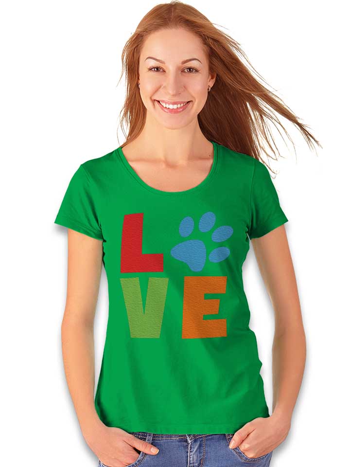 love-dog-paw-damen-t-shirt gruen 2