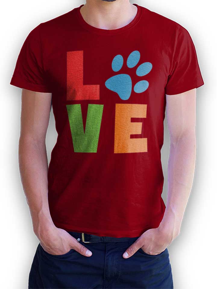 Love Dog Paw T-Shirt bordeaux L