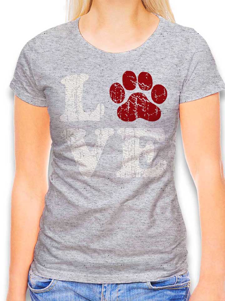 Love Dog Vintage Womens T-Shirt heather-grey L