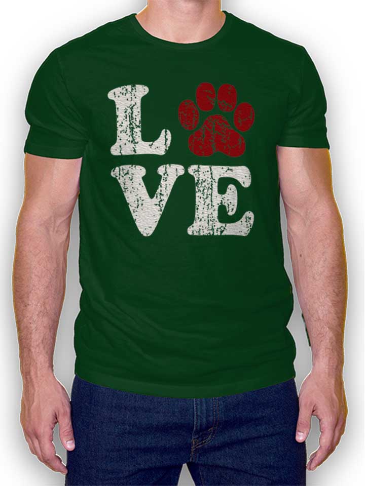 Love Dog Vintage Camiseta verde-oscuro L