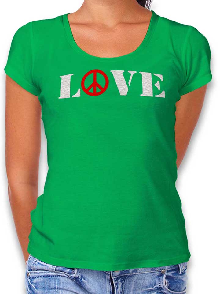 Love Peace Womens T-Shirt green L
