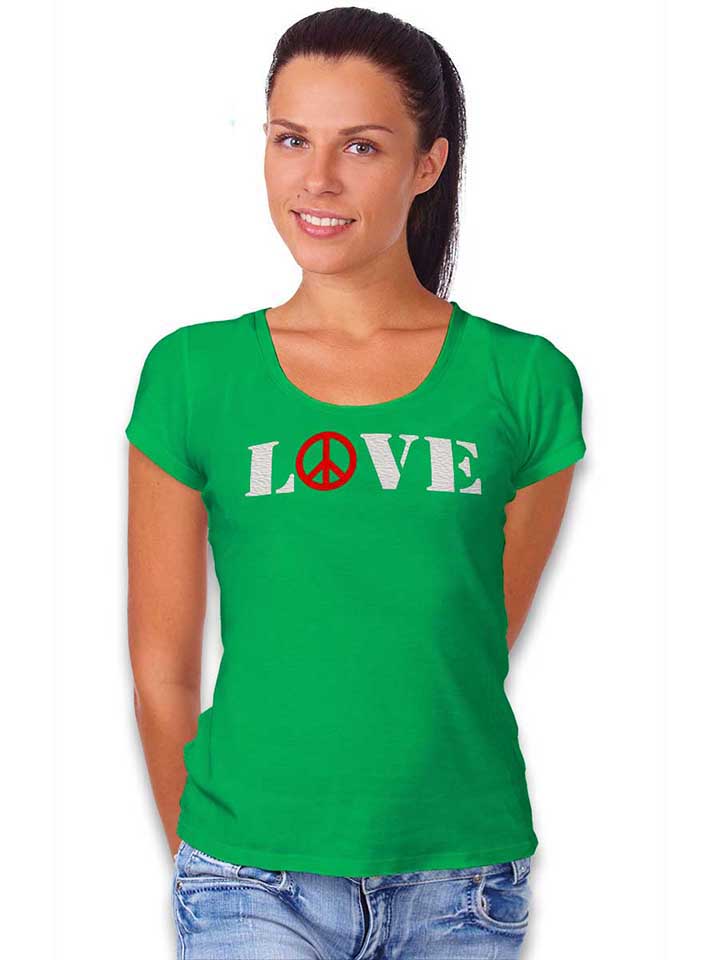 love-peace-damen-t-shirt gruen 2