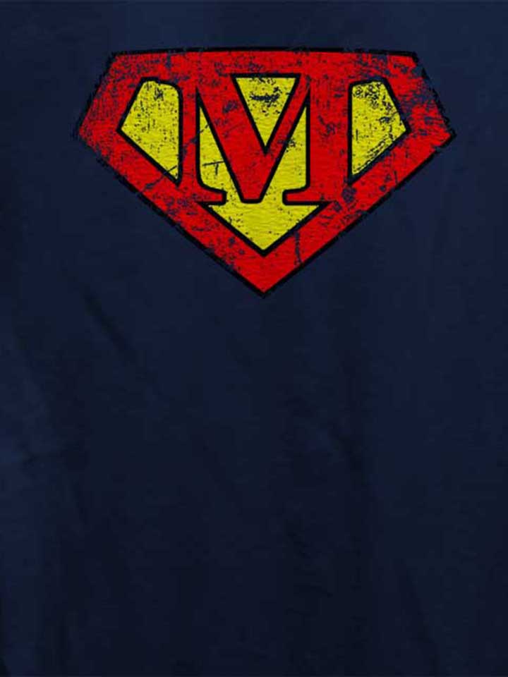 m-buchstabe-logo-vintage-damen-t-shirt dunkelblau 4