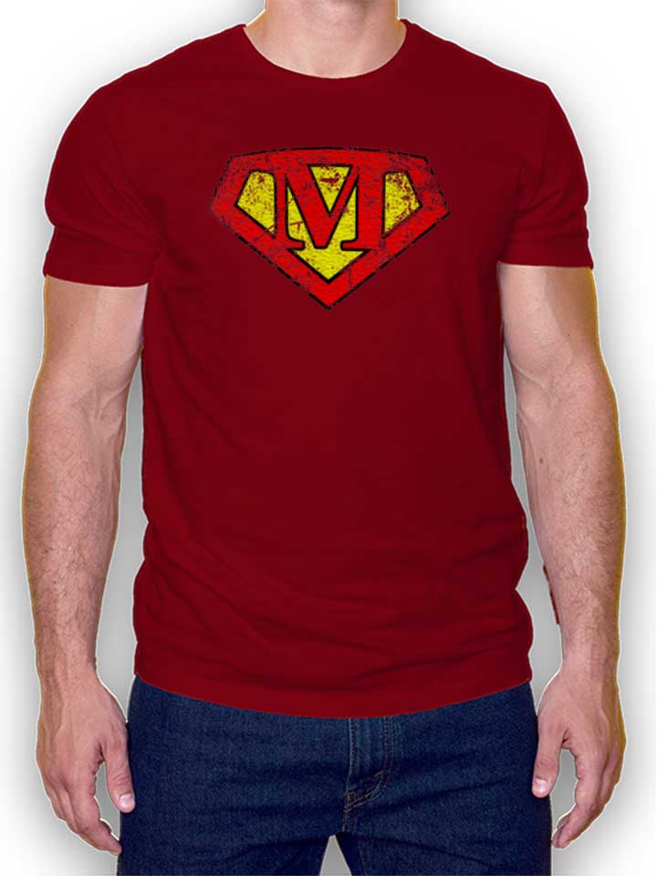 M Buchstabe Logo Vintage T-Shirt maroon L