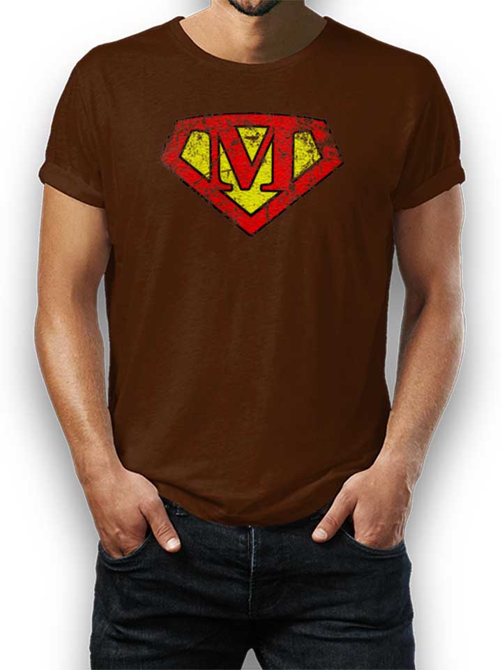 M Buchstabe Logo Vintage T-Shirt brown L