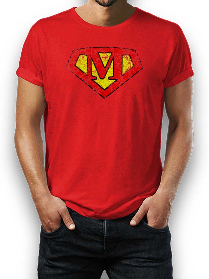 M Buchstabe Logo Vintage T-Shirt rot L