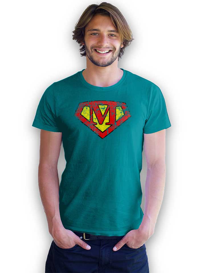m-buchstabe-logo-vintage-t-shirt tuerkis 2