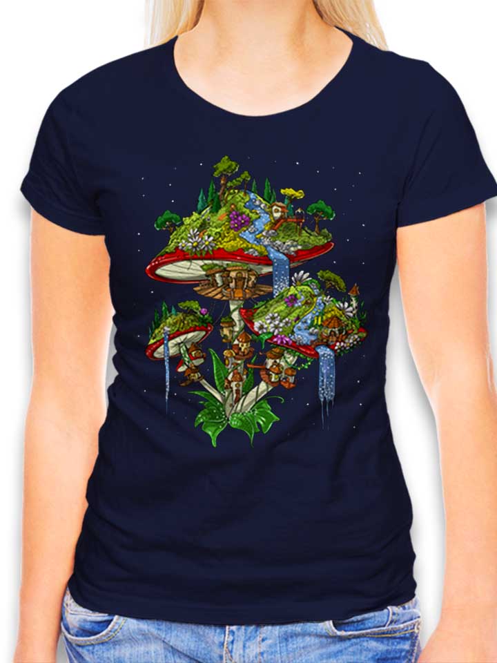 Magic Mushrooms Island Damen T-Shirt dunkelblau L