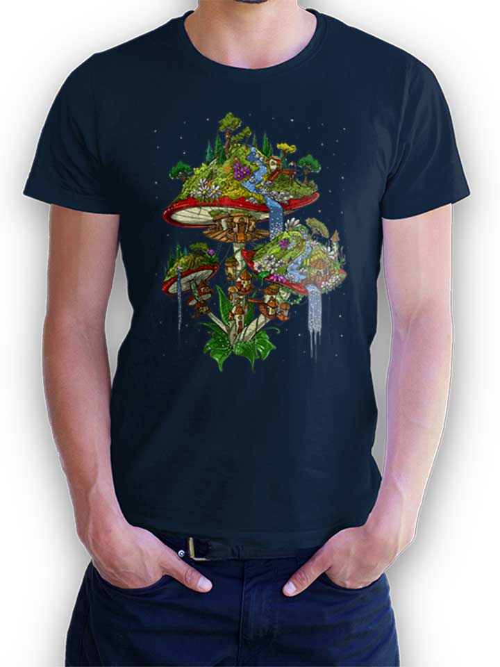 Magic Mushrooms Island T-Shirt navy L